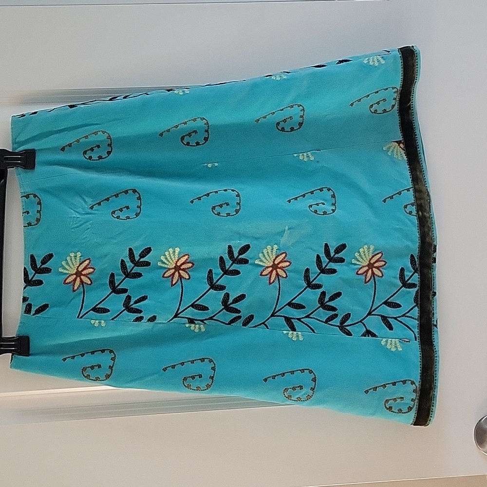 Etctera Velvet skirt blue embroidery